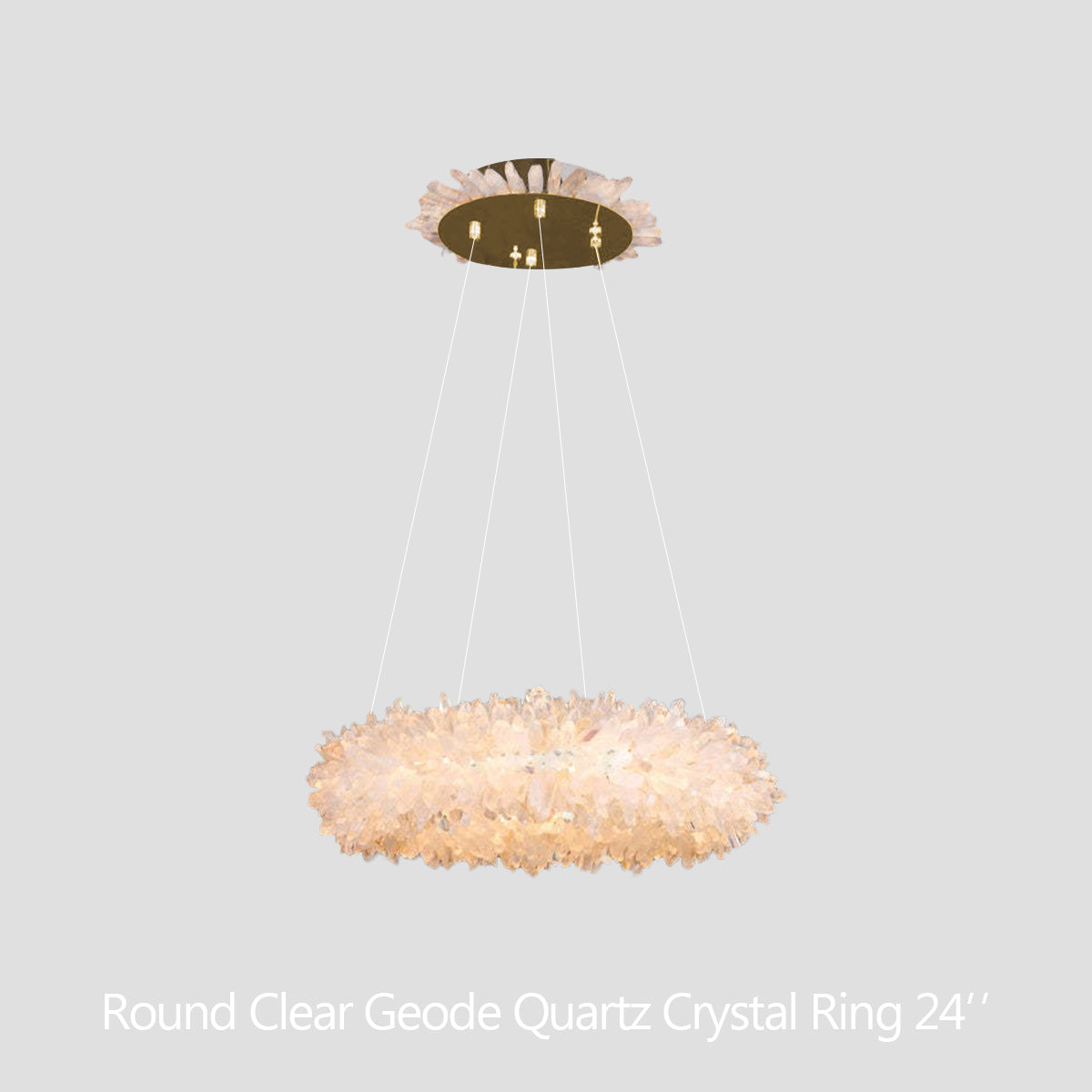 Kandace Round Rock Crystal Pendant Light Modern Chandelier for Living Room