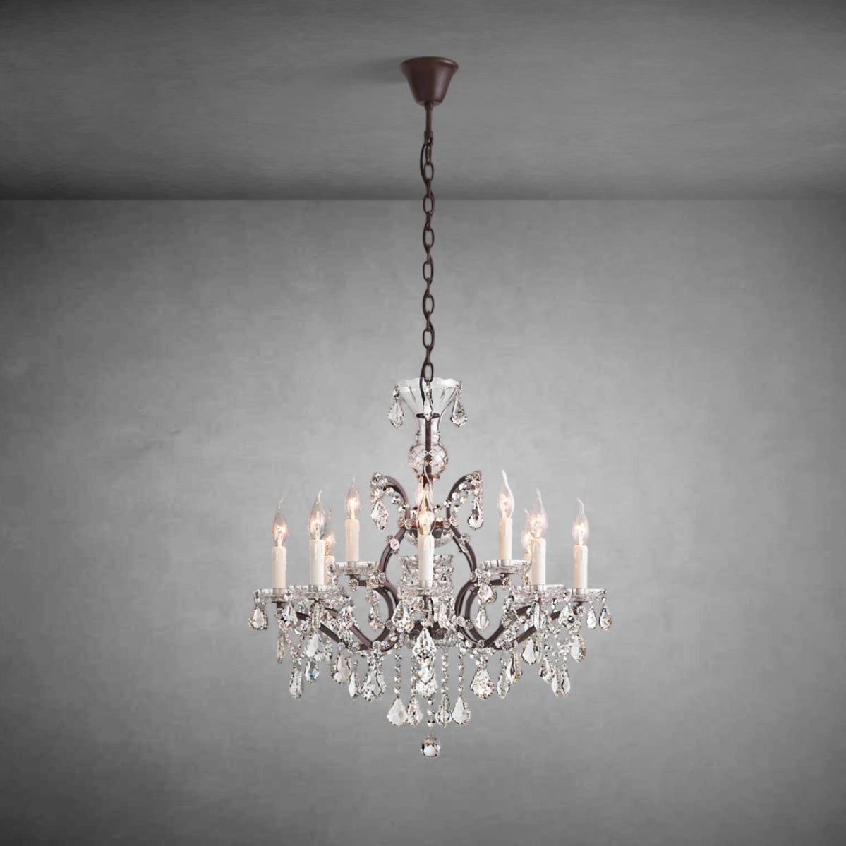 XINYUE Rococo Iron & Crystal Round Chandelier 28''