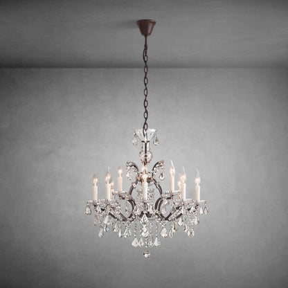 XINYUE Rococo Iron & Crystal Round Chandelier 28''