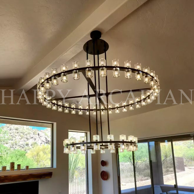 xinyue Lighting Harrison 2-Tier Round Chandelier 60″, 108-Lights
