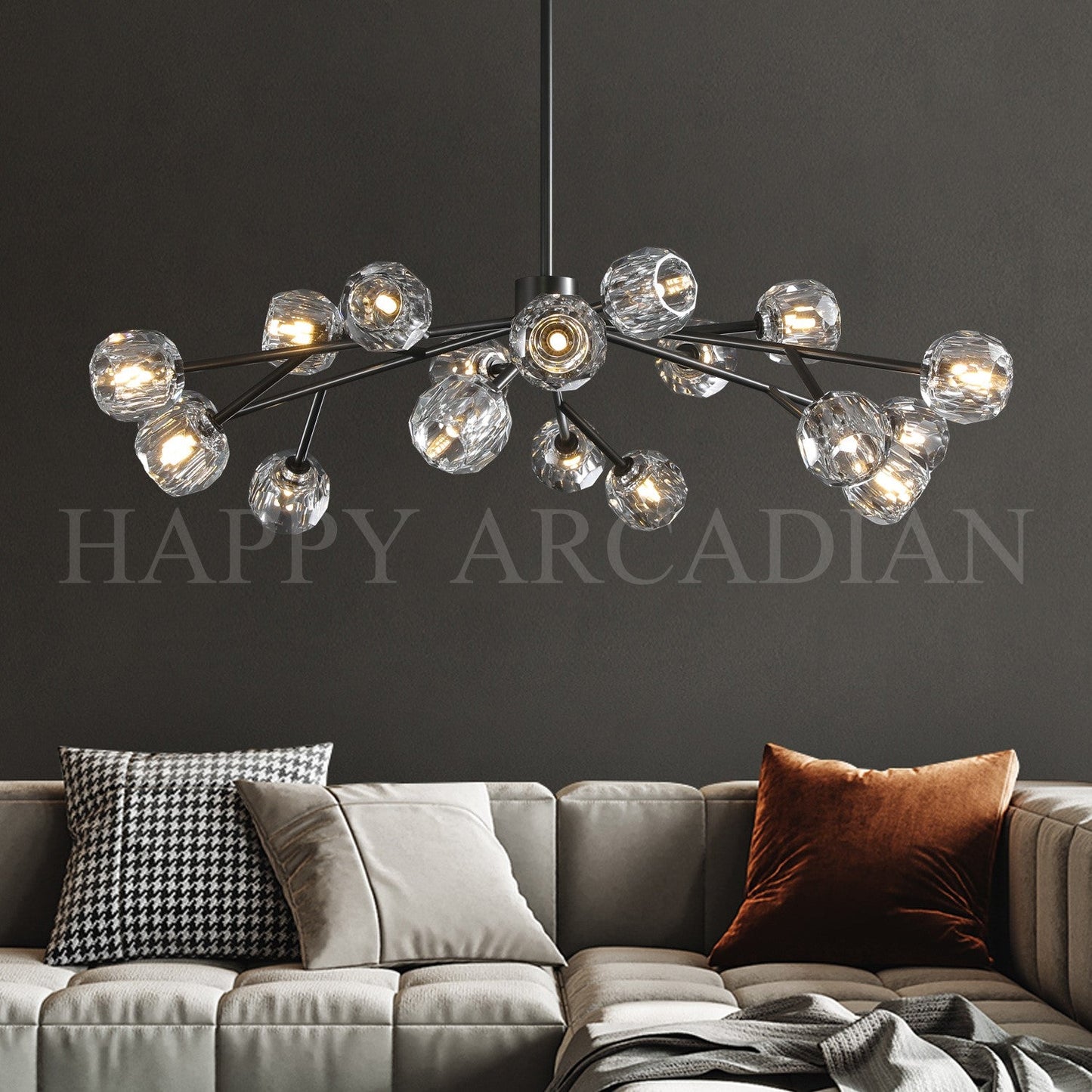 XINYUE Bola De Clear Crystal Round Chandelier 48"
