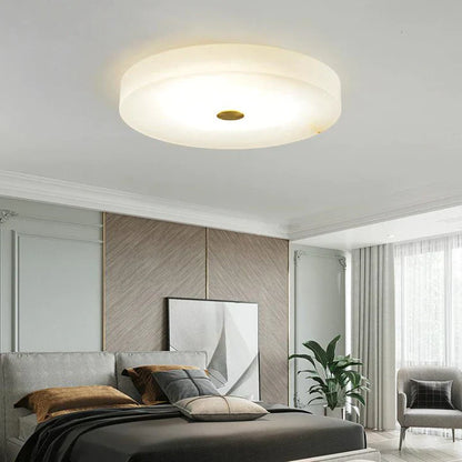 Alabaster Flush Mounted Round  Chandelier