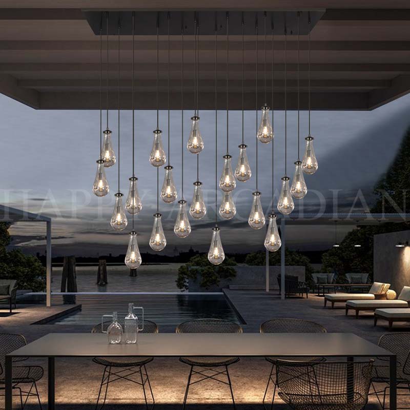 xinyue Raindrop Glass Linear Chandelier 72"
