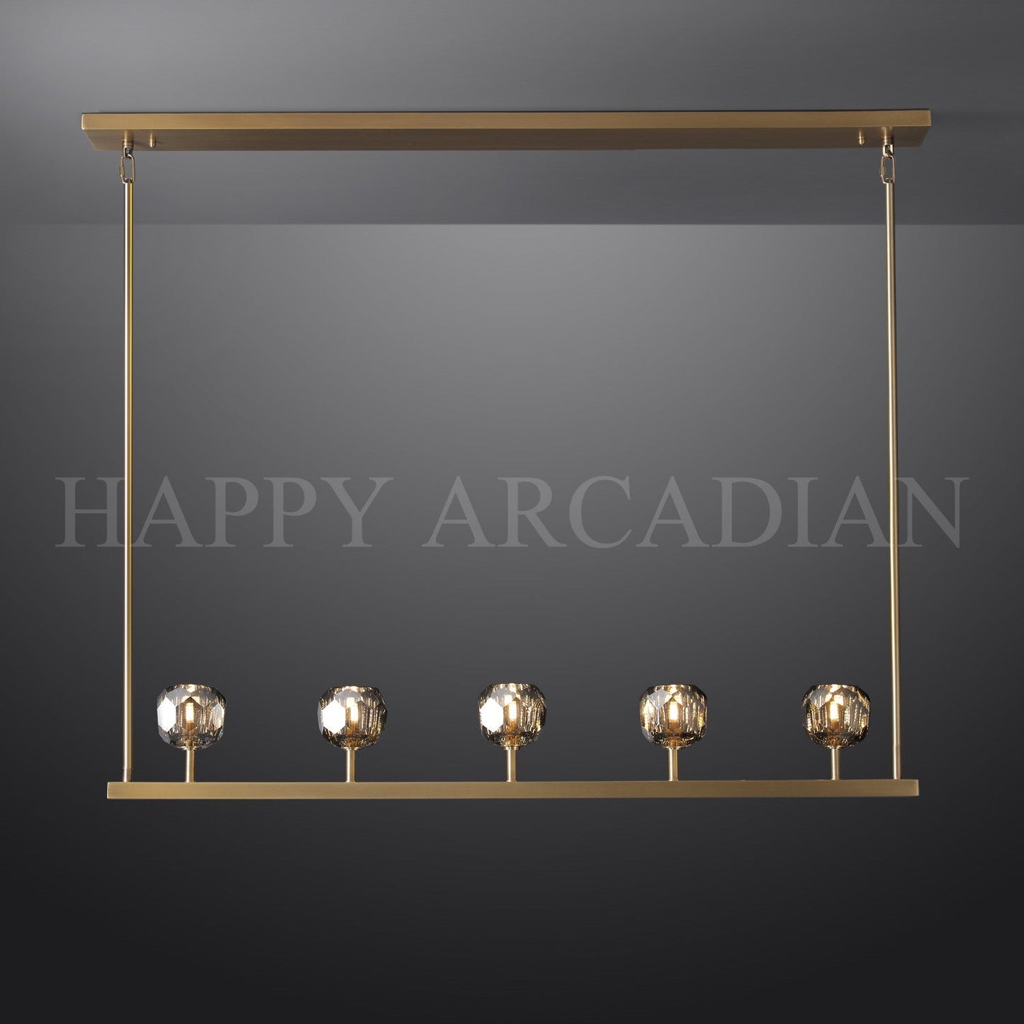 xinyue Bola De Smoke Glass Linear Chandelier 48" for Living room