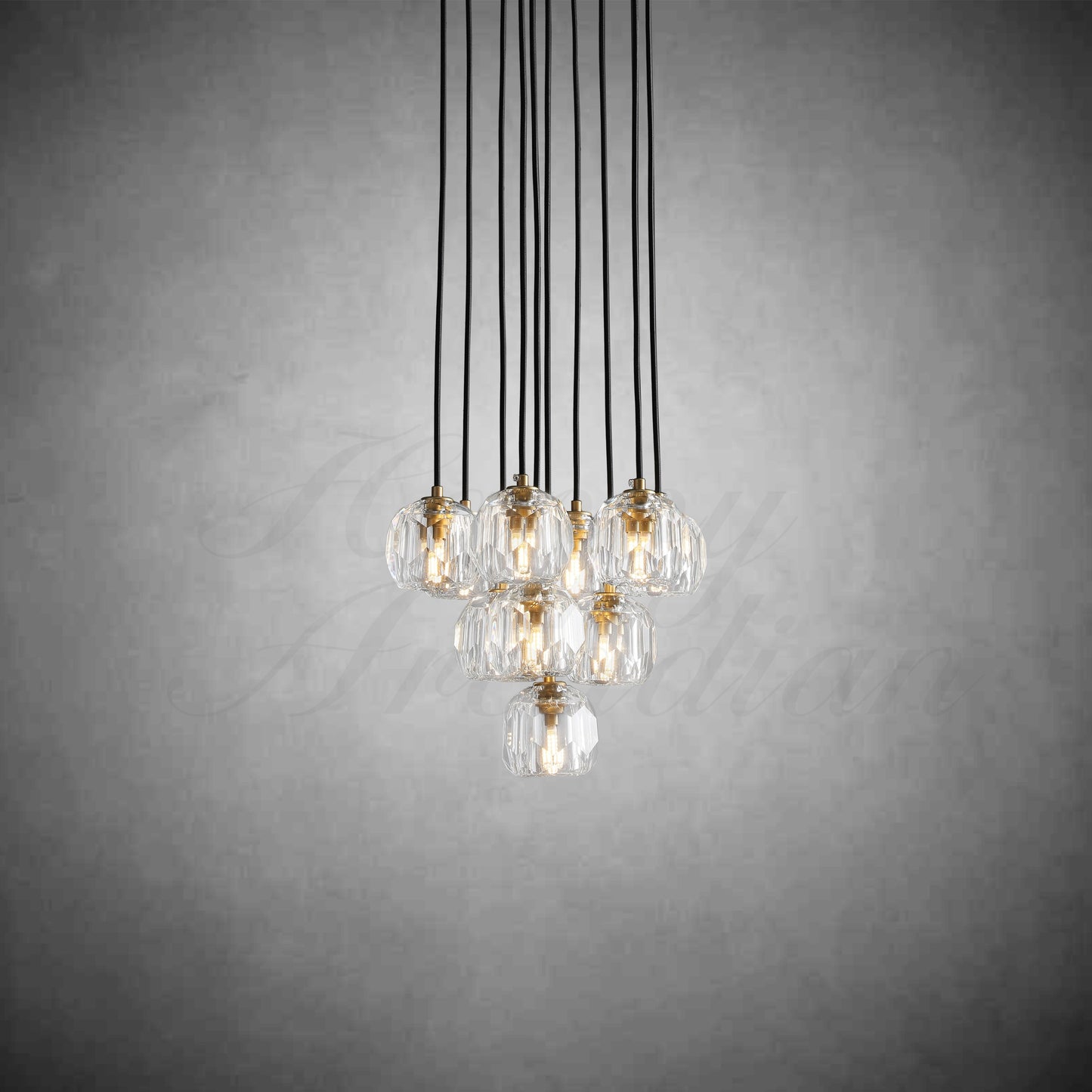 XINYUE Bola De Smoke Crystal Round Cluster Chandelier 14"
