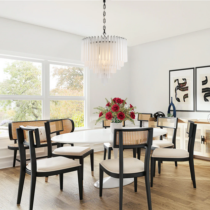 3-Tier Glass  Round Chandelier 24"