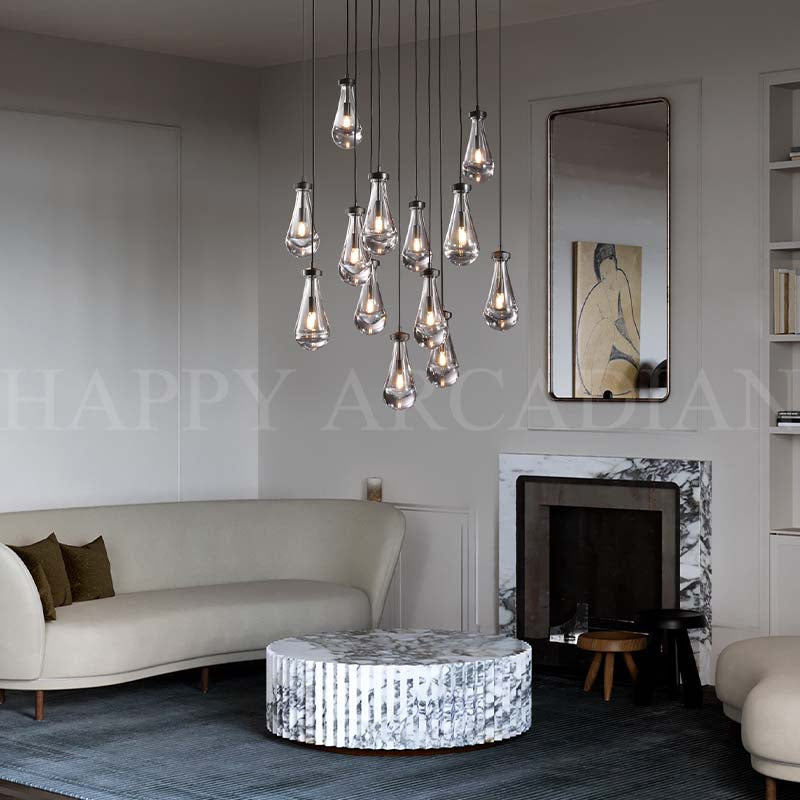 xinyue Raindrop Glass Round Chandelier 36"