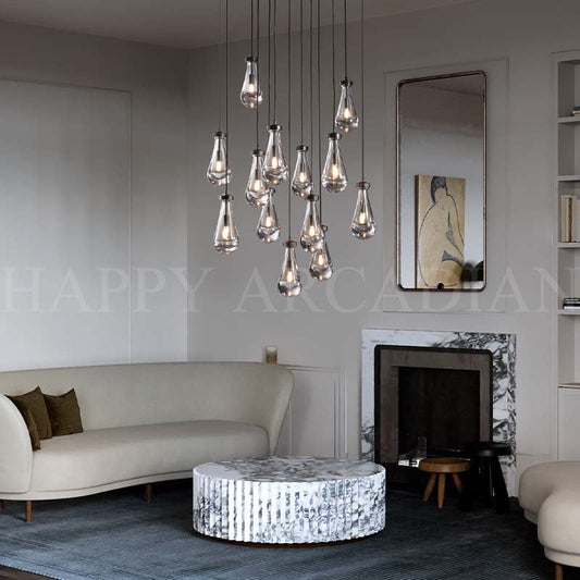 xinyue Raindrop Glass Round Chandelier 36"
