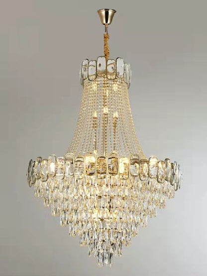 Foyer Staircase Chandelier Luxury K9 Crystal Ceiling Light For Living Room / Hallway