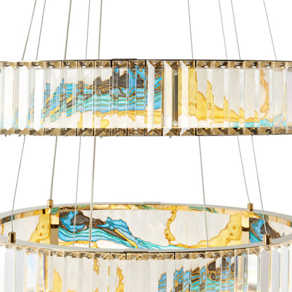 Sharyn Colorful Three Tiers  Round Crystal Chandelier