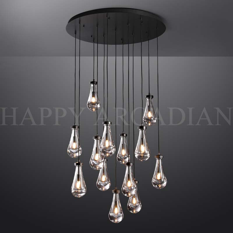 xinyue Lighting  Curstomized Raindrop Glass Round Chandelier 24” 10-lights