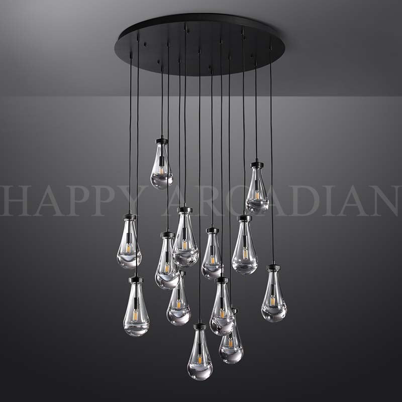 xinyue Raindrop Glass Round Chandelier 36"