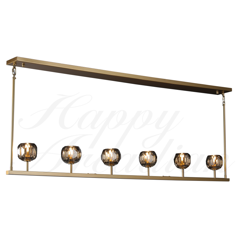 xinyue Bola De Smoke Glass Linear Chandelier 48" for Living room