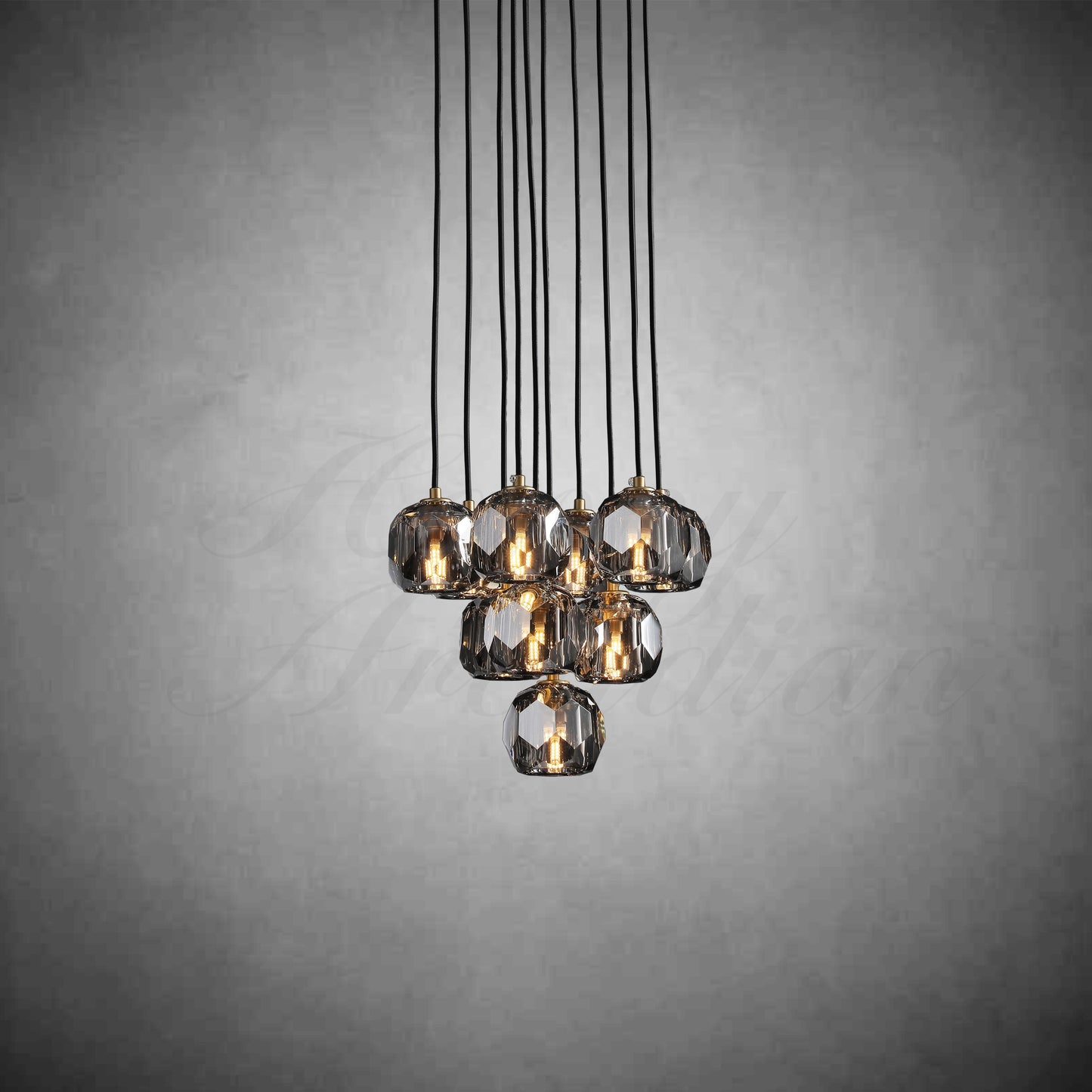 XINYUE Bola De Smoke Crystal Round Cluster Chandelier 14"