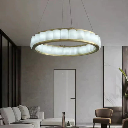 Gabriella Alabaster Circle Round Pendent Light, Galaxy Chandelier