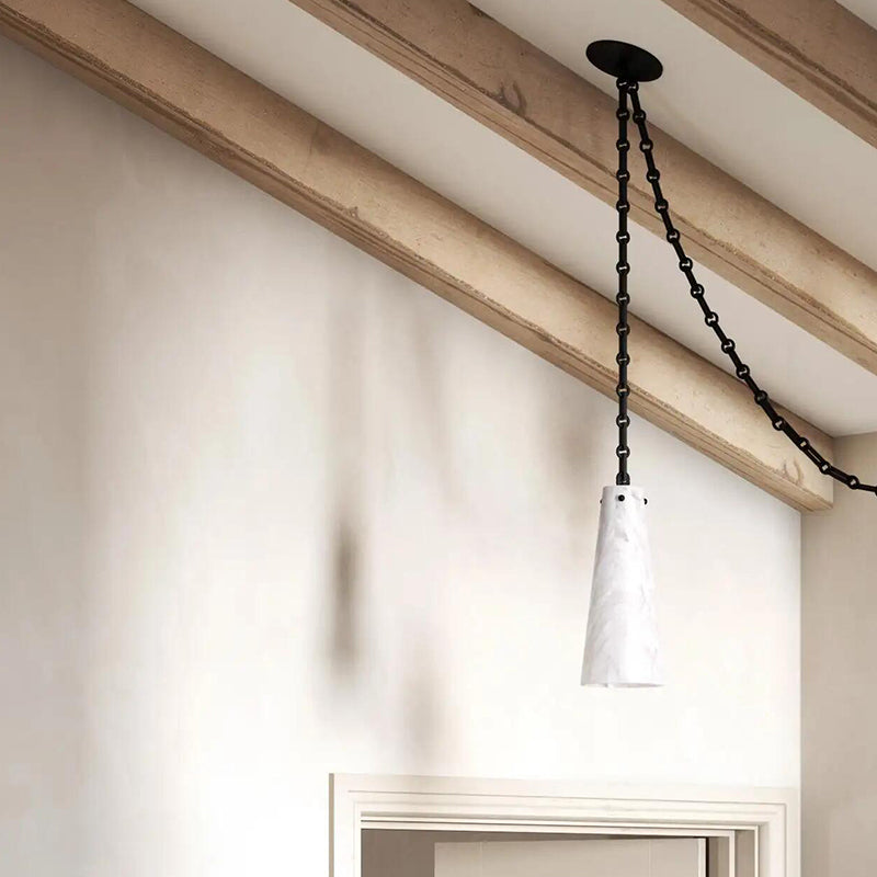 Contemporary Casey Chandelier in Alabaster, 3-Light Vintage Alabaster Pendant Cluster
