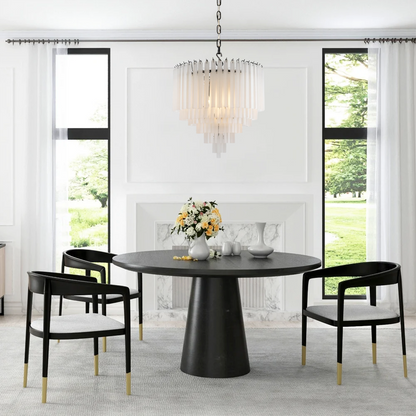 3-Tier Glass  Round Chandelier 24"