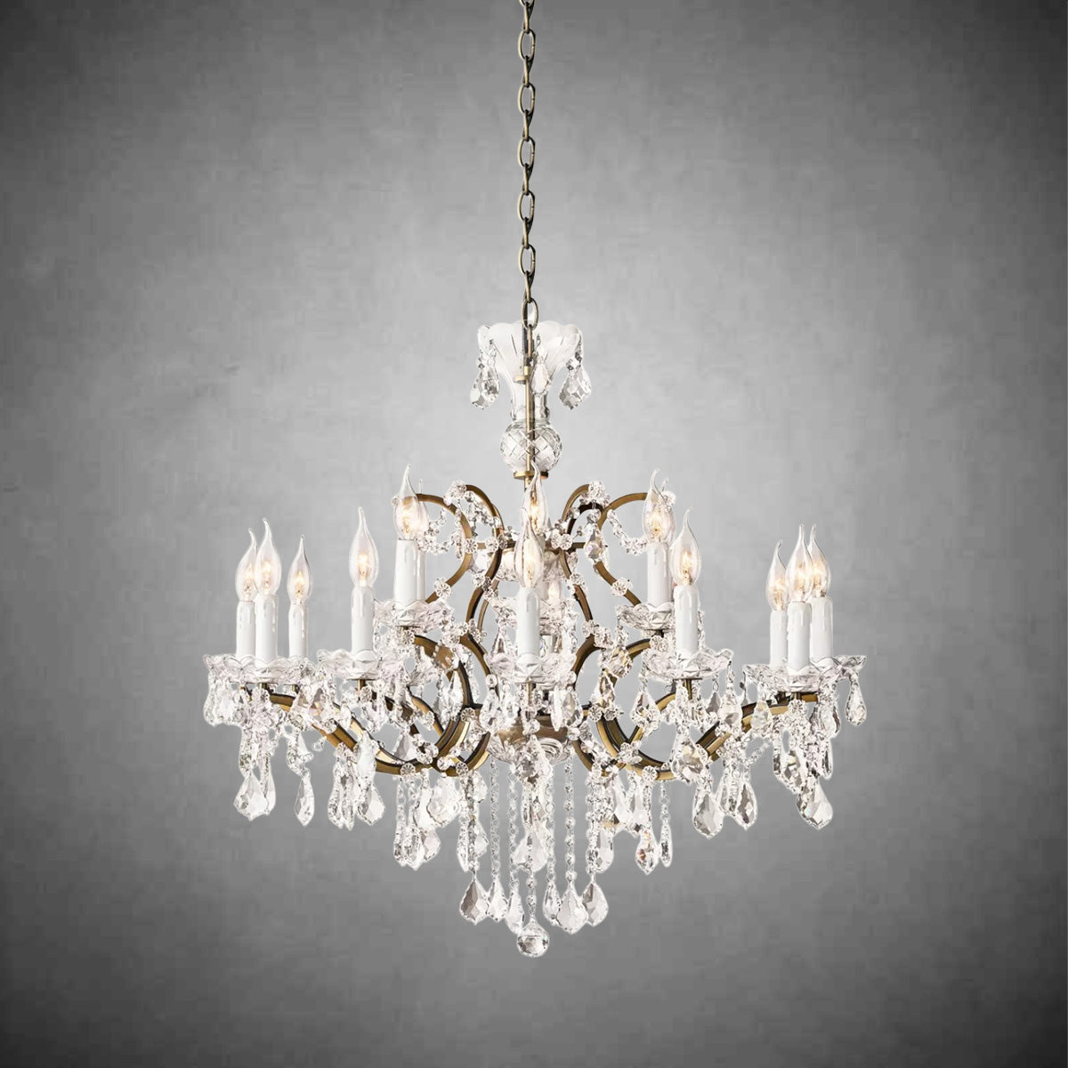 XINYUE Rococo Iron & Crystal Round Chandelier 33''