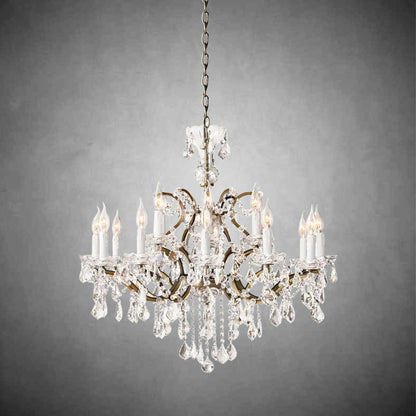 XINYUE Rococo Iron & Crystal Round Chandelier 33''