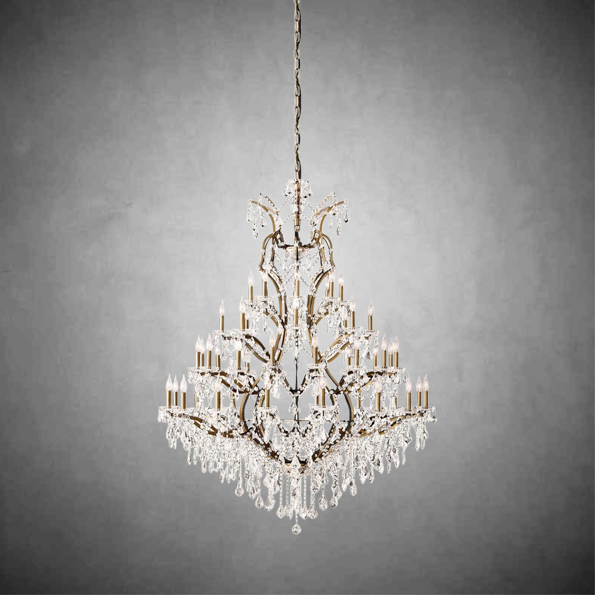XINYUE Rococo Iron & Crystal Round Chandelier 60"