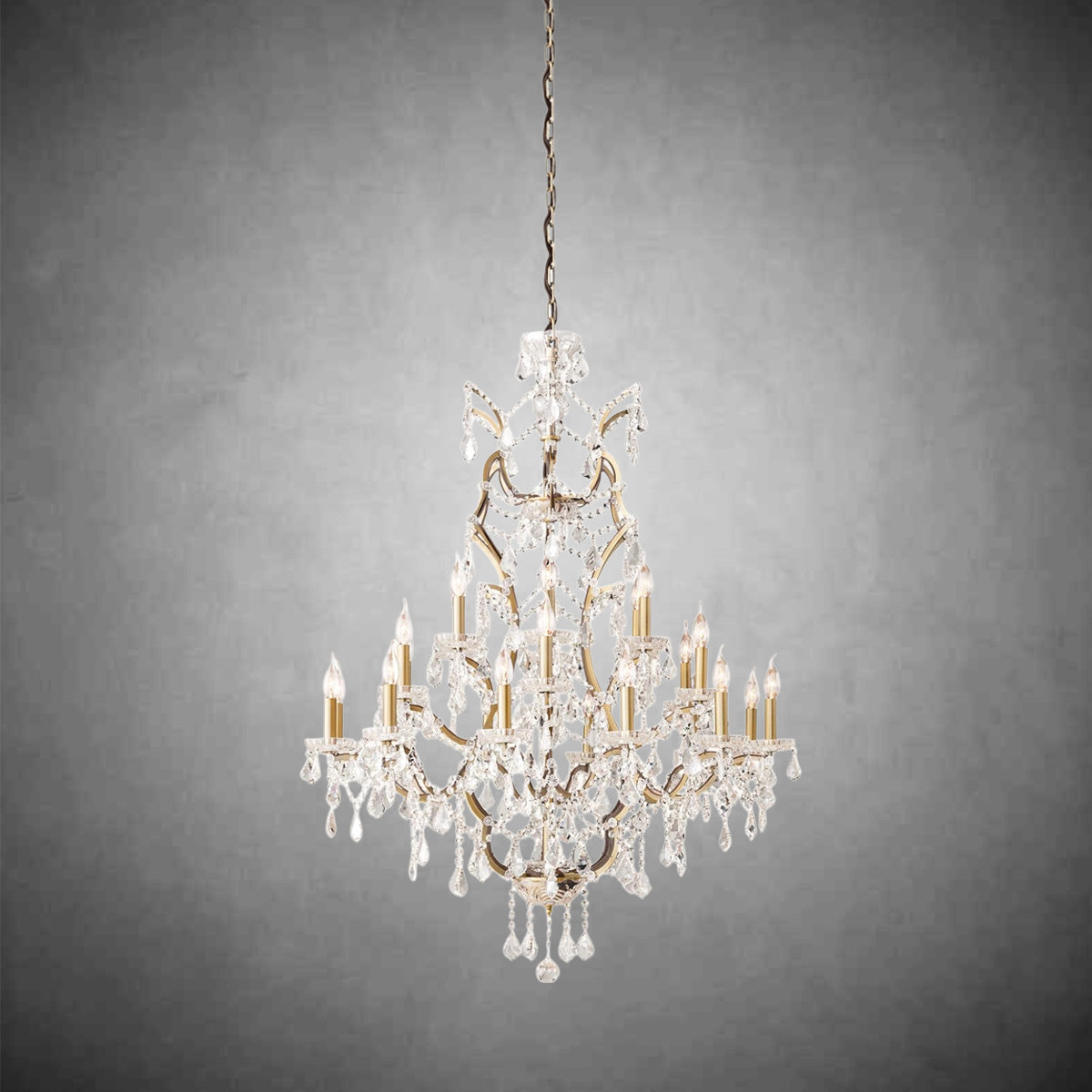 XINYUE Rococo Iron & Crystal Round Chandelier 40"