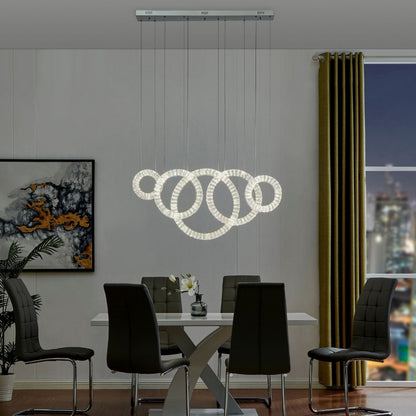 5 Hoop Crystal Progression Chandelier // Chrome