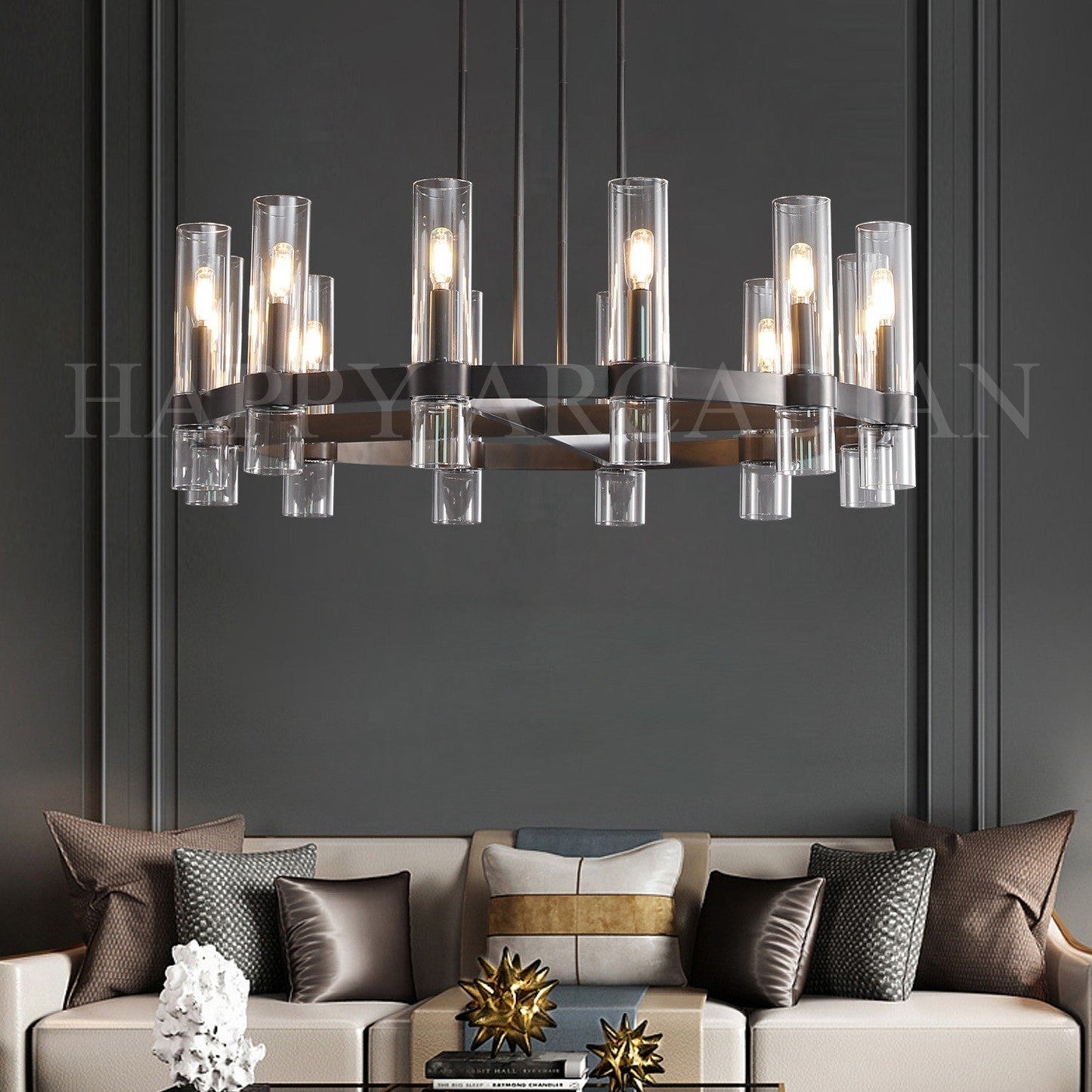 xinyue Lighting Rebecca Round Chandelier 36″, 12-Lights