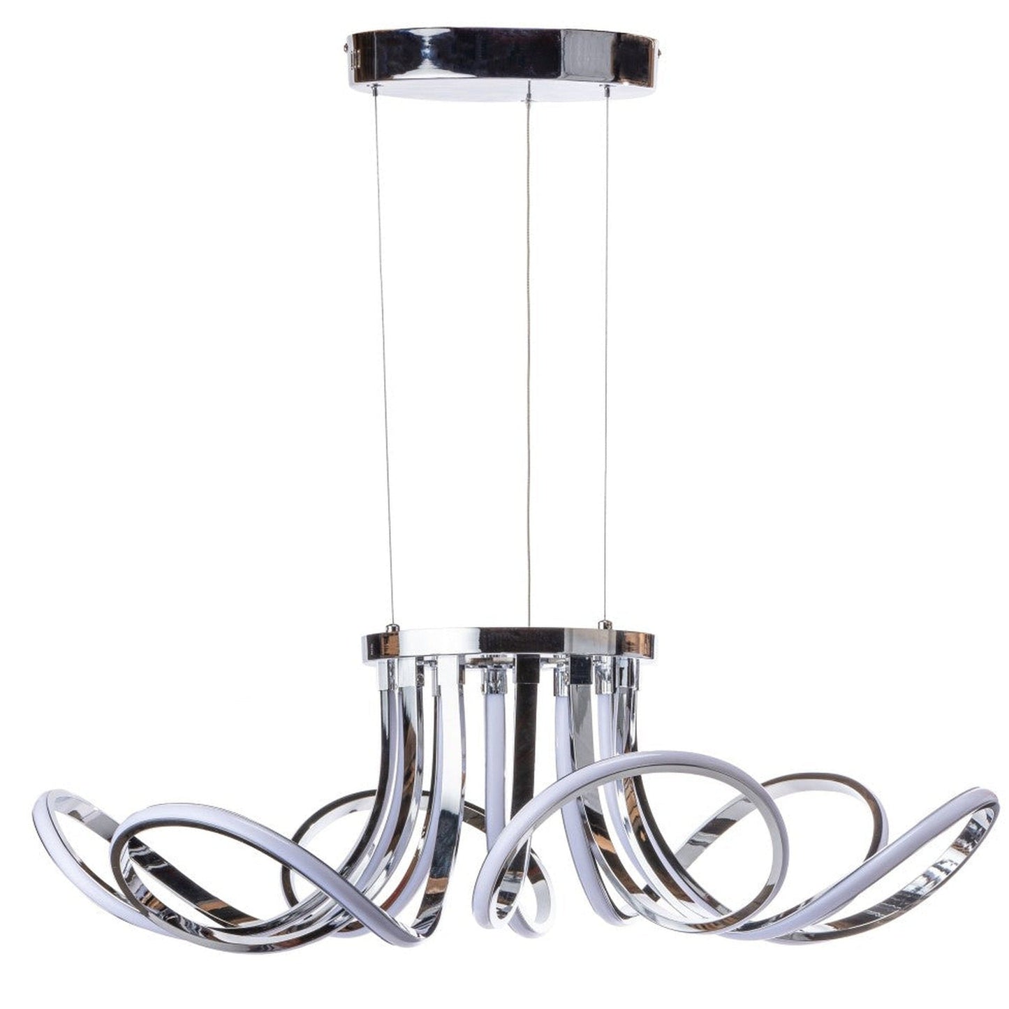 6 Petal Flower LED Strip Chandelier // Chrome and Dimmable