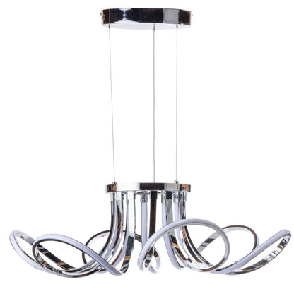 6 Petal Flower LED Strip Chandelier // Chrome and Dimmable