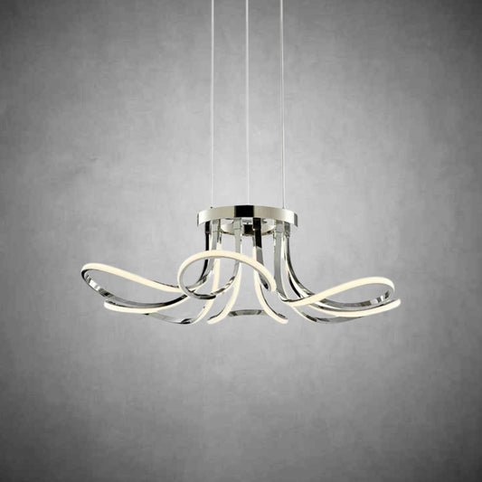 6 Petal Flower LED Strip Chandelier // Chrome and Dimmable