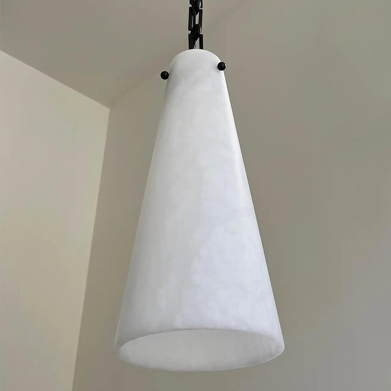 Contemporary Casey Chandelier in Alabaster, 3-Light Vintage Alabaster Pendant Cluster
