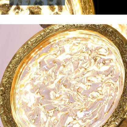 Modern Copper LED Circular Luxury Light Fixture. Staircase Chandelier