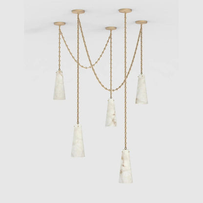 Contemporary Casey Chandelier 5-Light Vintage Alabaster Pendant Cluster