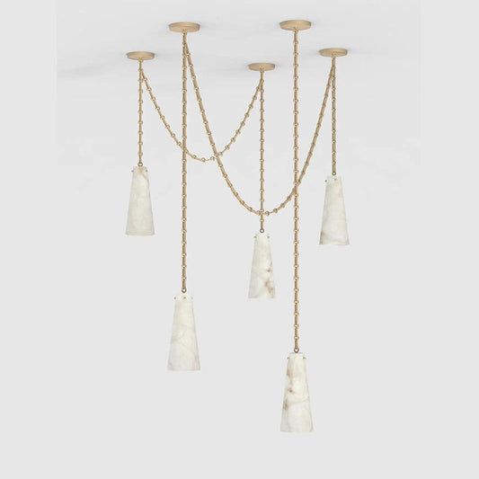 Contemporary Casey Chandelier 5-Light Vintage Alabaster Pendant Cluster
