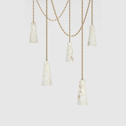 Contemporary Casey Chandelier 5-Light Vintage Alabaster Pendant Cluster