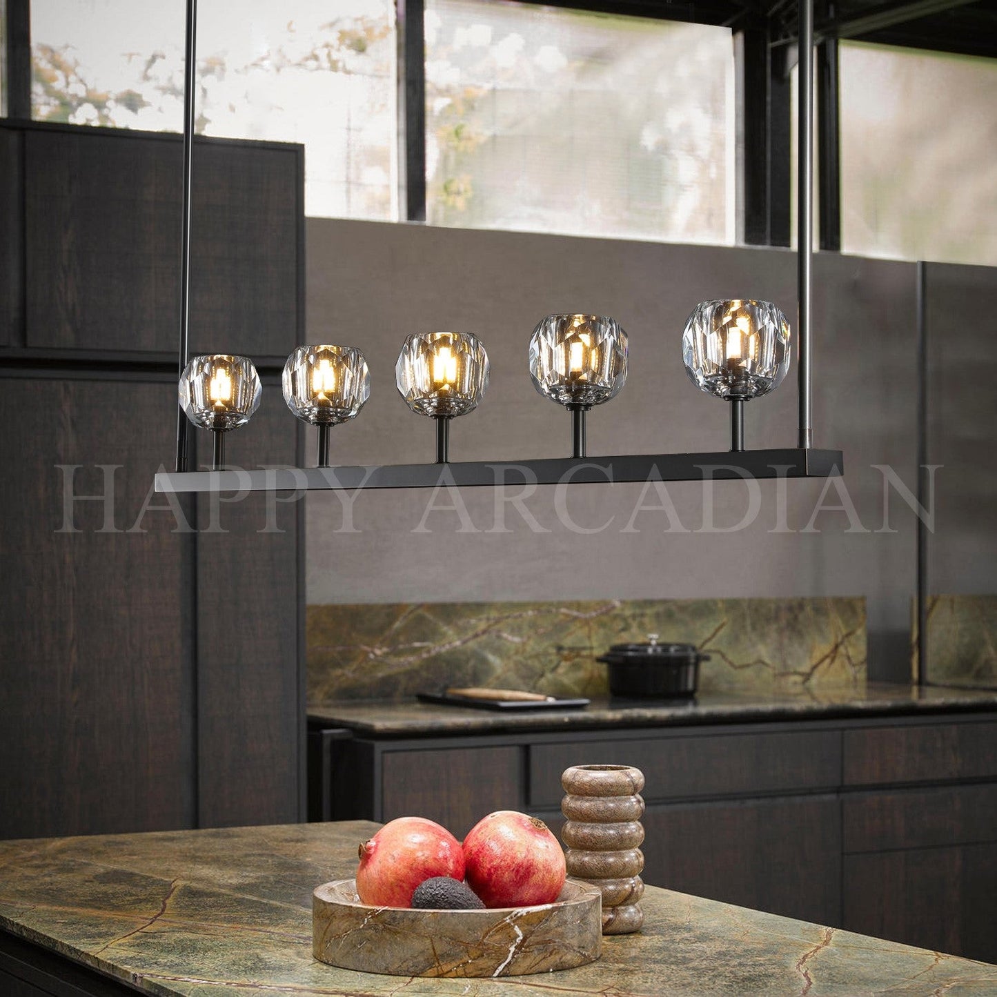 xinyue Bola De Clear Cristal Linear Chandelier 48"