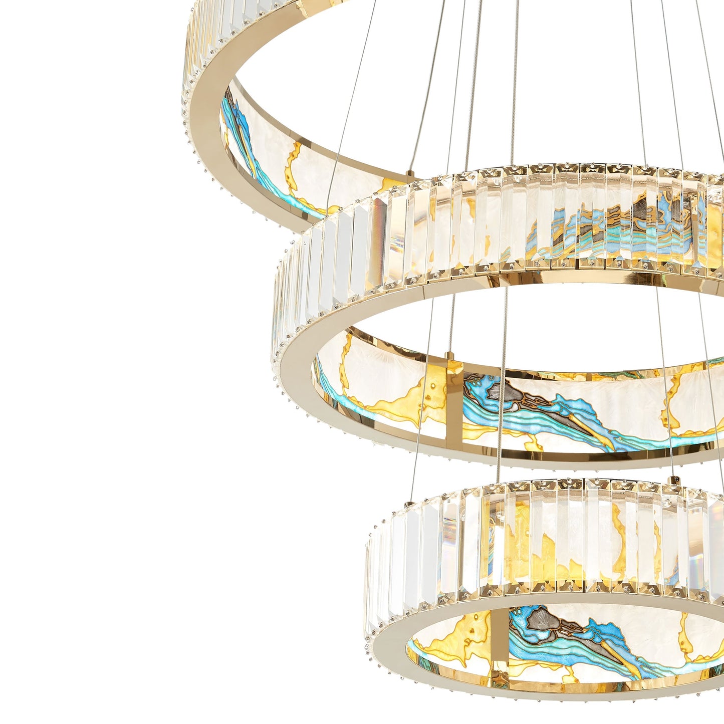 Sharyn Colorful Three Tiers  Round Crystal Chandelier