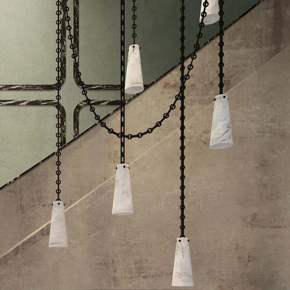 Contemporary Casey Chandelier 5-Light Vintage Alabaster Pendant Cluster