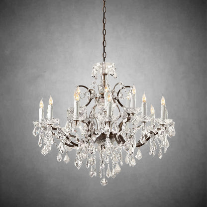 XINYUE Rococo Iron & Crystal Round Chandelier 33''