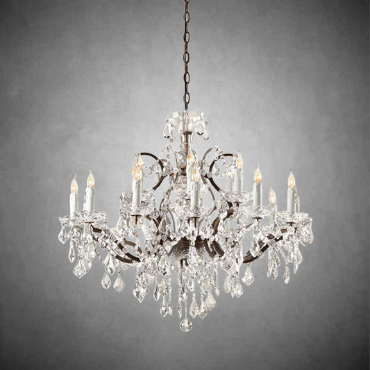 XINYUE Rococo Iron & Crystal Round Chandelier 33''