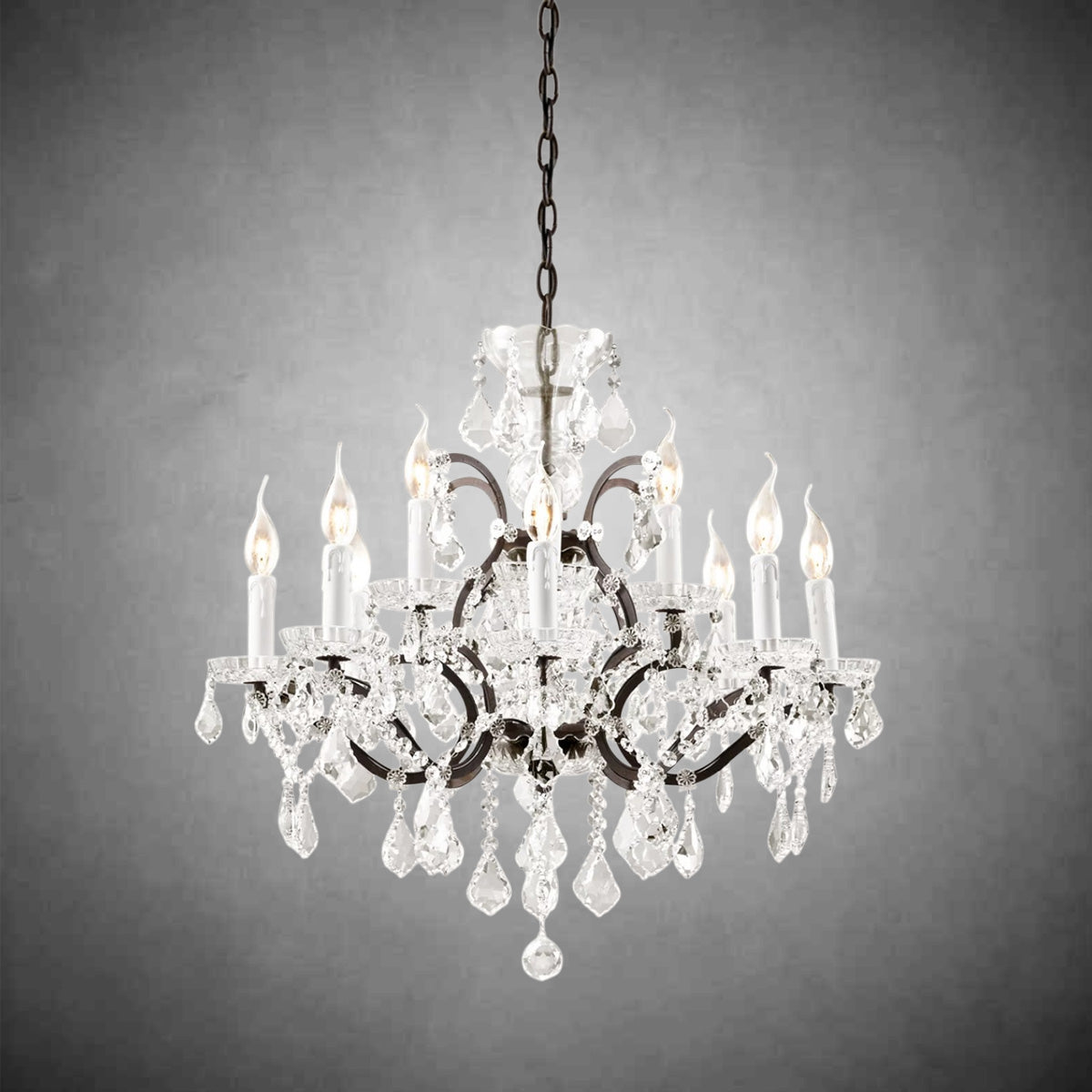 XINYUE Rococo Iron & Crystal Round Chandelier 28''