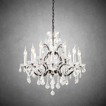 XINYUE Rococo Iron & Crystal Round Chandelier 28''