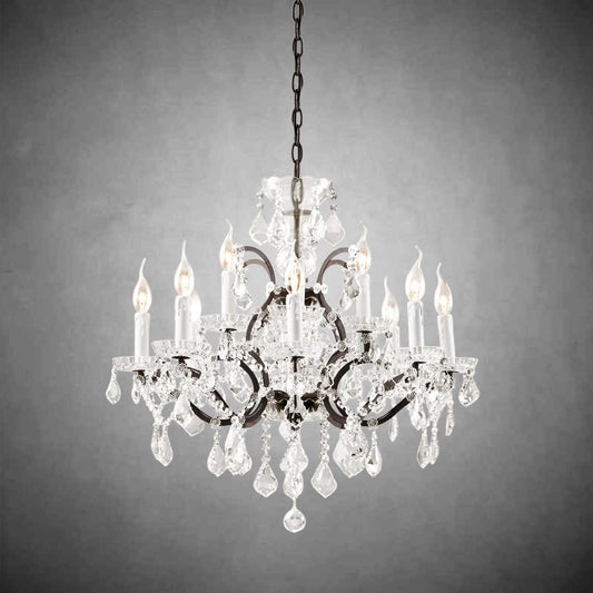 XINYUE Rococo Iron & Crystal Round Chandelier 28''