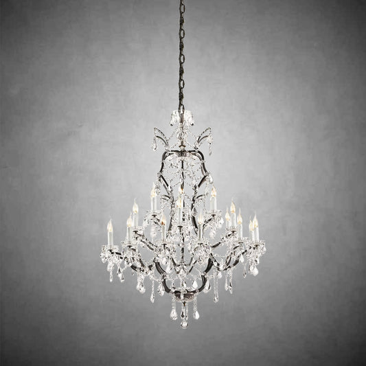 XINYUE Rococo Iron & Crystal Round Chandelier 40"