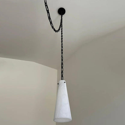 Contemporary Casey Chandelier in Alabaster, 3-Light Vintage Alabaster Pendant Cluster