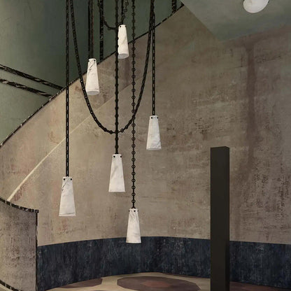 Contemporary Casey Chandelier 5-Light Vintage Alabaster Pendant Cluster