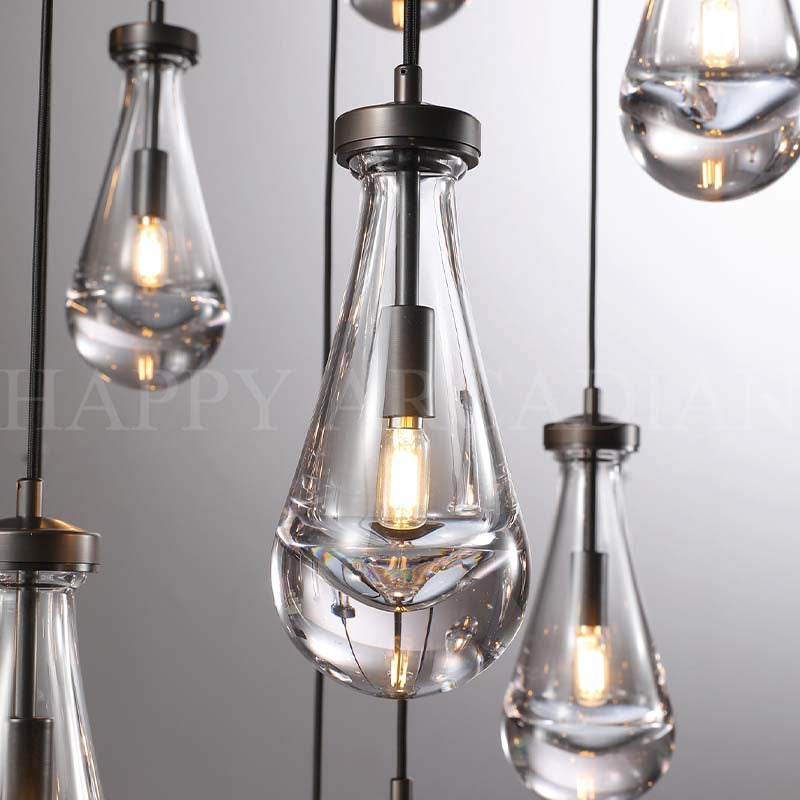 xinyue Lighting Raindrop Glass Round Chandelier 47"