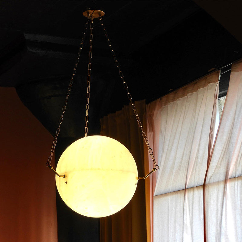 Gabe Alabaster Sphere Suspension Lamp, Pendant Kitchen Island Lamp