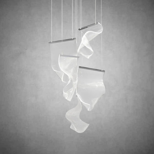Acrylic Lace 5 Light Chandelier // Chrome