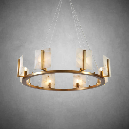 Alabaster Large Contemporary Halo Chandelier